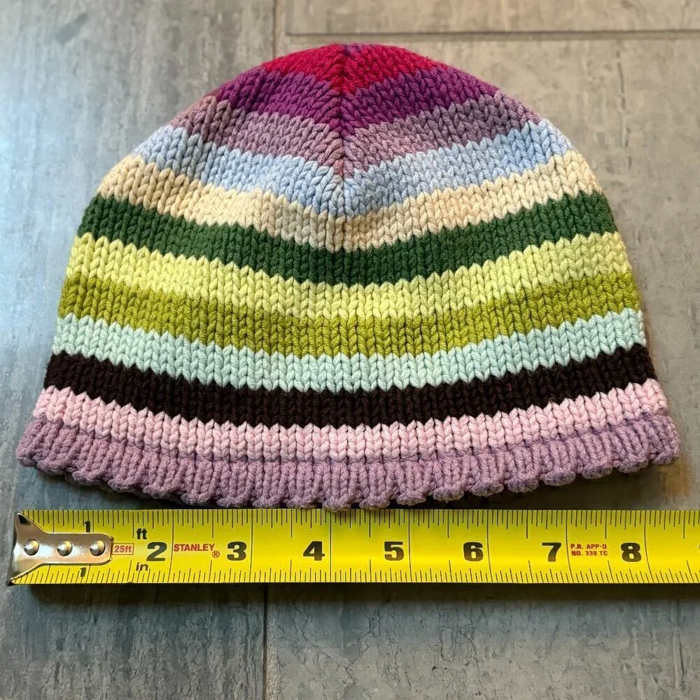Baby GAP Knit Striped Lined Beanie Pink Toddler 2-3 years